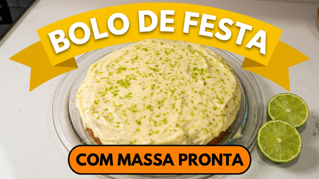 Fatia de bolo de limão feito com massa de caixinha, recheado com mousse de limão e com cobertura brigadeiro de limão, decorado com raspas da fruta